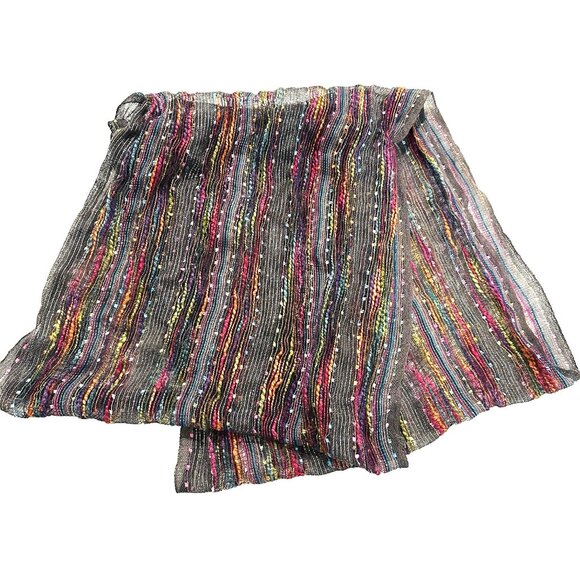 Anika Dali Infinity Scarf Cowl Snood Multicolor Threads Silver Shimmer 34x17” - Picture 8 of 8
